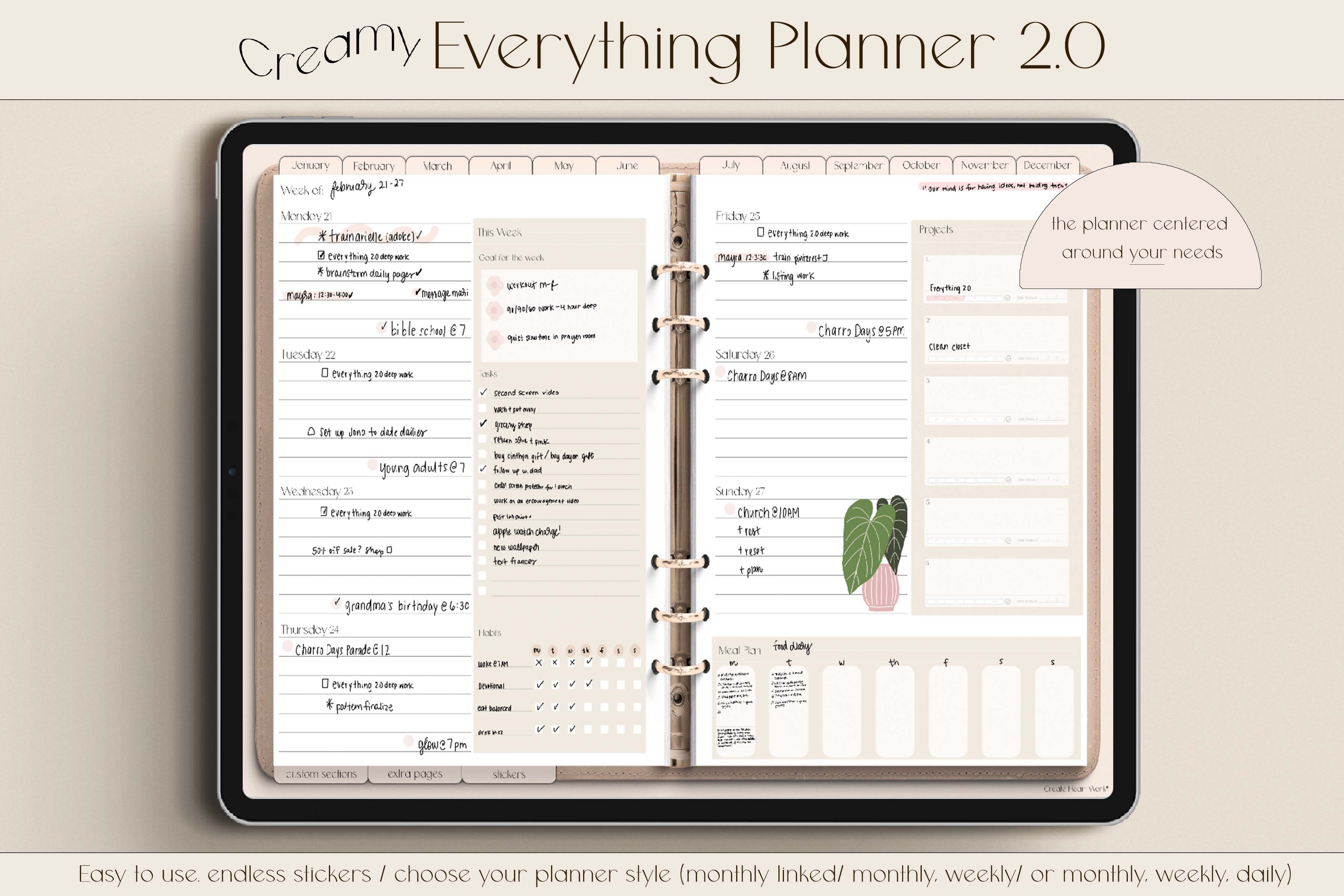 A5 2022-2023 Weekly Planner Printable Horizontal Week on 2 