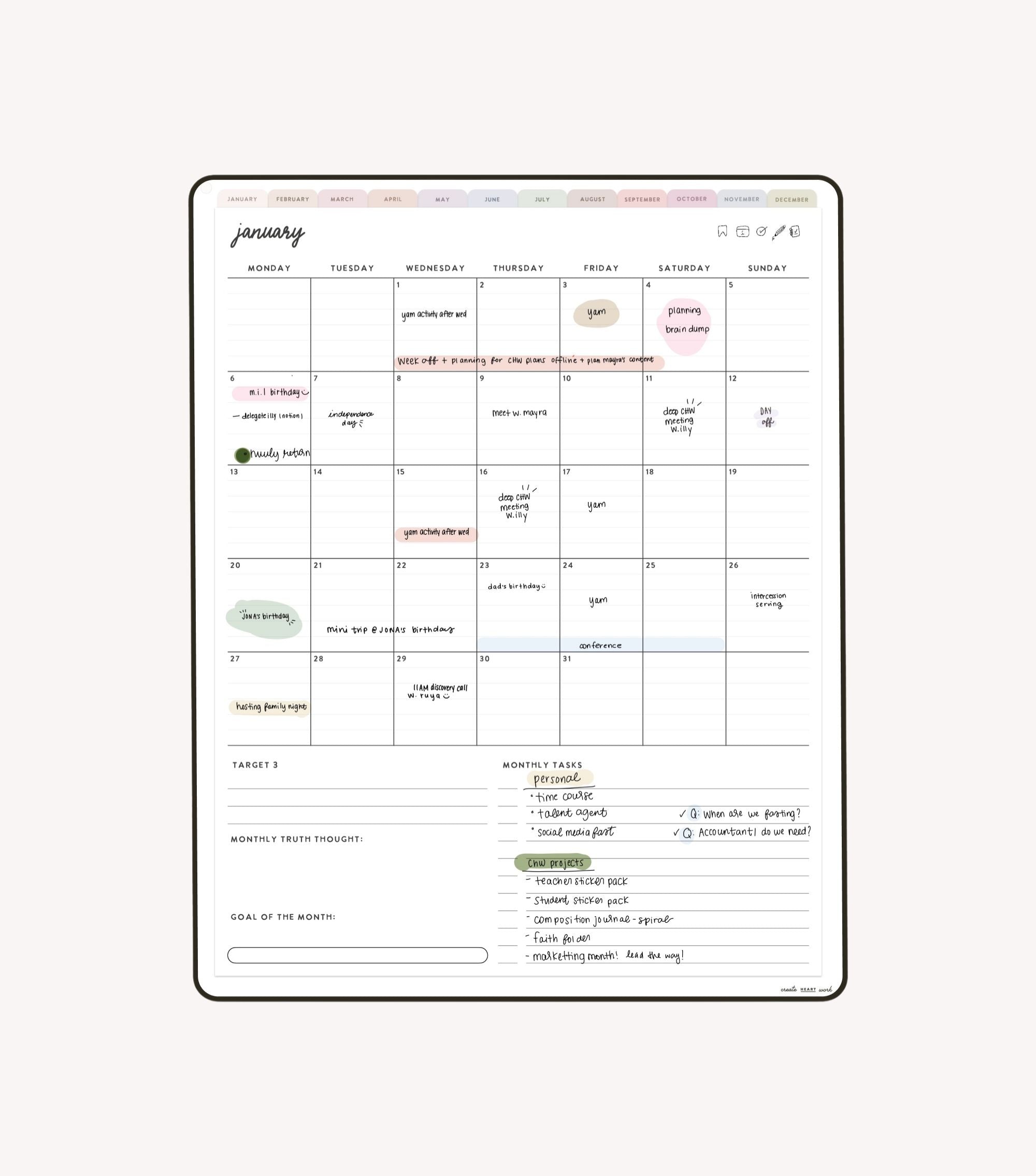 2025 Heart Work Life Planner (January start)