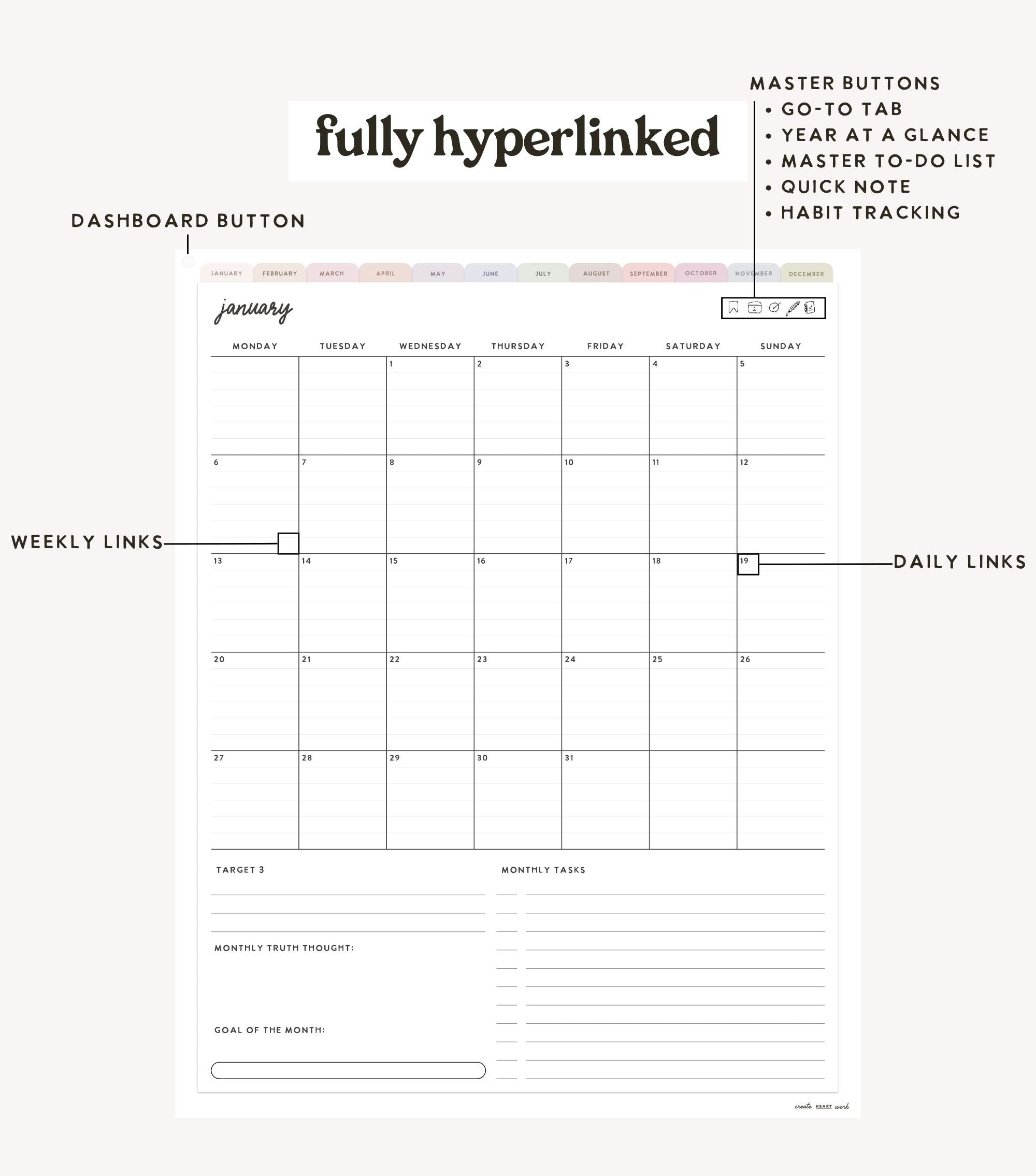 2025 Heart Work Life Planner (January start)