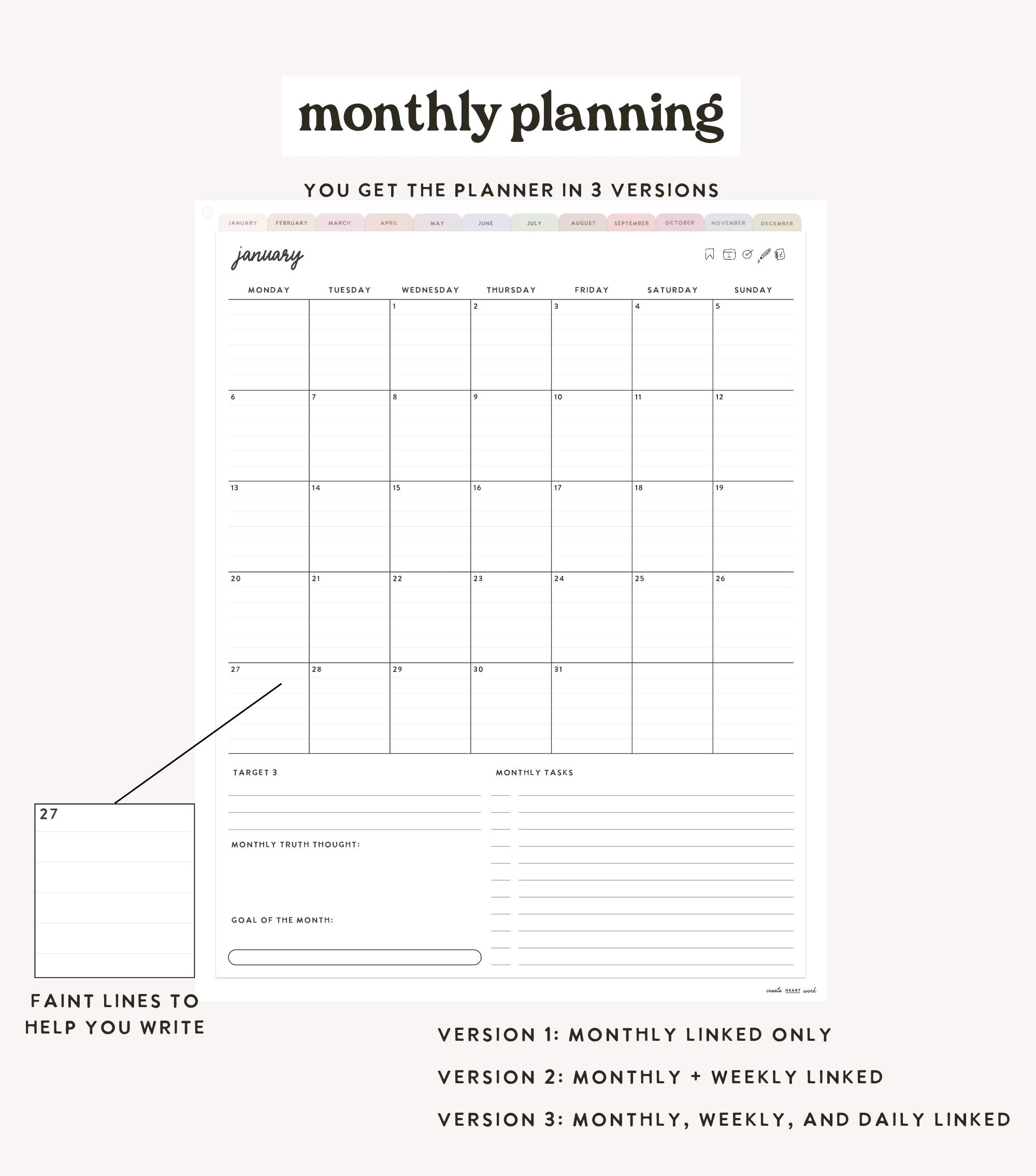 2025 Heart Work Life Planner (January start)