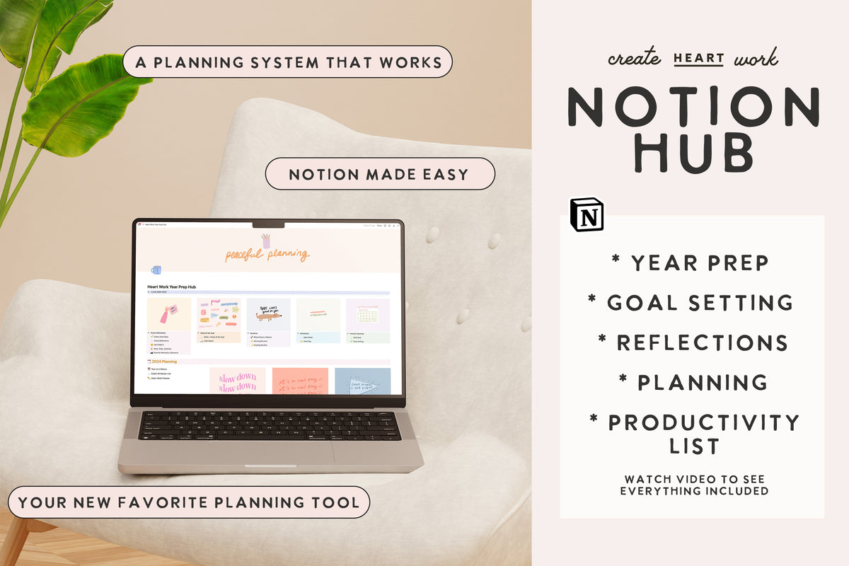 💻 Heart Work Planning System Notion Hub – Create Heart Work